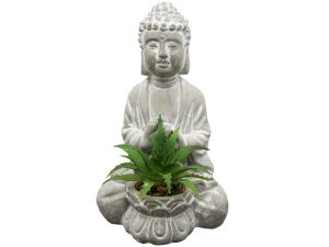 Bulk GA100 6quot; Tall Decorative Buddha Statue With Fake Plants And R