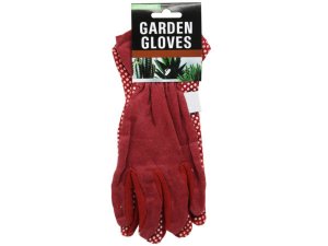 Bulk AB968 Red And Green Adult Garden Gloves With Safety Grip Dots