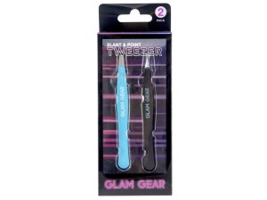 Bulk AC830 Glam Gear Slant And Point Tweezers Set In Blue And Black