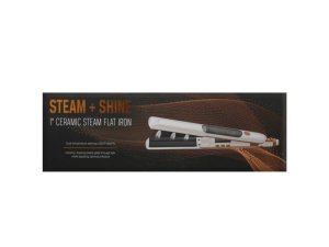 Bulk AC837 Steam + Shine 1quot; Ceramic Steam Flat Iron In White And B