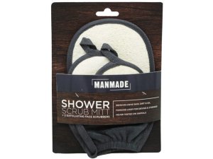 Bulk AC854 Manmade 3 Pack Shower Scrub Mitt Amp; Facial Pads In Iron G