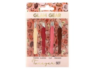 Bulk AC831 Glam Gear 4 Piece Assorted Uses Mini Tweezer Set