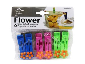 Bulk AC236 6 Pack Plastic Clothespins Pegs With Flower Design