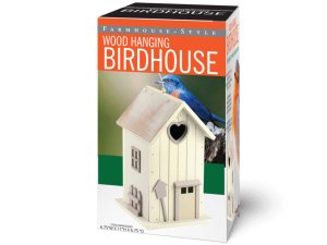 Bulk AC231 11quot; White Farmhouse-inspired Wood Hanging Birdhouse Fee