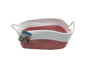 Bulk AC114 Assorted Color Rectangle Cotton Basket With Handle