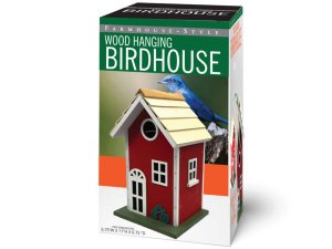 Bulk AC232 11quot; Red Farmhouse-inspired Wood Hanging Birdhouse Feede