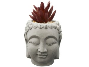 Bulk GA099 Buddha Head Statue Planter With Fake Plants And Rocks