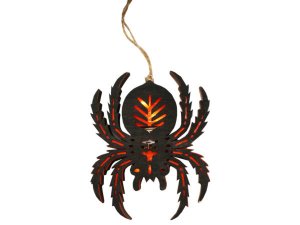 Bulk AA855 Led Hanging Wood Spider With Decorative Cut Out