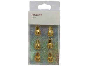 Bulk AC473 6 Pack Gold Pineapple Push Pins