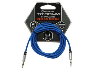 Bulk AC461 Celltronic Titanium 6 Foot Tangle Free Auxiliary Audio Cabl