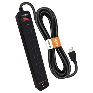 Digital ENR1-1008 25ft 2usb Srg Pt Strp Blk