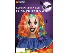 Bulk AB351 Rainbow Clown Hair With Long Pigtails