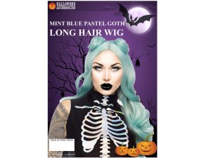 Bulk AB262 Pastel Goth Long Hair Mint Blue Wig With Space Buns