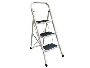 Bulk GA113 3-step White Metal Body Ladder With Foot Grip