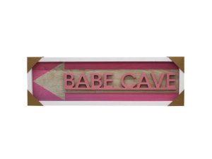 Bulk AC951 26quot; X 8quot; Mdf Framed 3d Wall Sign Babe Cave In Light