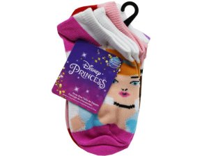 Bulk AD221 Disney Princess 5 Pack Love And Kisses Girls Ankles Socks I