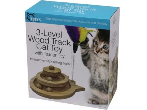 Bulk AB990 Three-level Wood Track Cat Toy With Teaser Toy