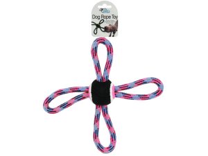 Bulk AB984 11quot; 4-way Rope Dog Pull With Tennis Ball Center