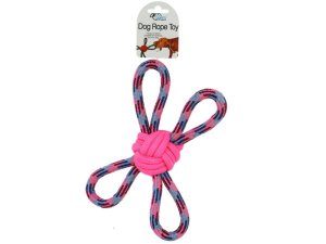 Bulk AB985 11quot; 4-way Rope Dog Pull With Knotted Chew Ball Center