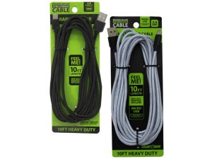 Bulk AD229 Gadget Gear 10 Foot 2.4 Amp Braided Micro Usb Cable