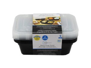 Bulk AC617 5 Pack Meal Prep Double-sided Food Containers With Lids