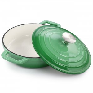 Megachef MG-BRS22G 2 Quart Round Enameled Cast Iron Braiser Pan In Gre