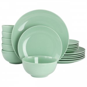 Elama EL-LUNA18-MINT Luna 18 Piece Porcelain Dinnerware Set In Mint