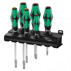 Wera 05007680001 6 Piece Laser Etched Tip Screwdriver Set Rack