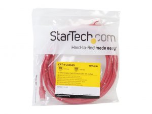 Startech CT8857 10ft Cat6 Ethernet Cable - Red Snagless Gigabit - 100w