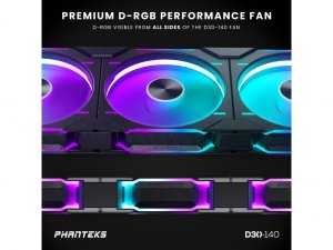 Phanteks PH-F140D30R_DRGB_PWM_BK01_3P Case Fan  Ph-f140d30r_drgb_pwm_b