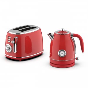 Megachef MC-BTBK-R 1.7 Liter Electric Tea Kettle And 2 Slice Toaster C