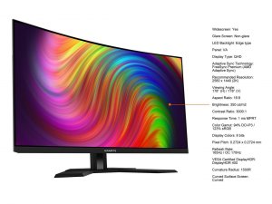 Gigabyte M32QC-SA Monitor M32qc-sa 31.5 Va 1500r 2560x1440 Qhd 1ms Mpr