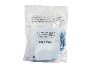 Belkin A3L791-03-BLU-S 3ft Cat5e Snagless Patch Cable, Utp, Blue Pvc J