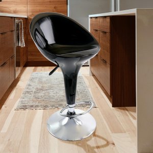 Elama ELM-803-BLK 2 Piece Modern Bombo Adjustable Bar Stool In Black W