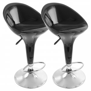 Elama ELM-803-BLK 2 Piece Modern Bombo Adjustable Bar Stool In Black W