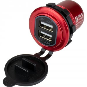 Seadog 426504-1 Sea-dog Round Red Dual Usb Charger W1 Quick Charge Por