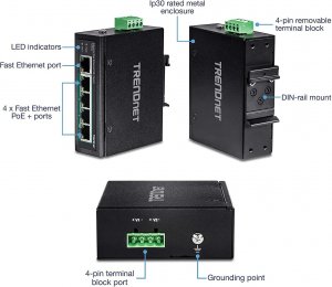 Trendnet TI-PE50 Ndustrial Fast Ethernet Poe+ Din-rail Switches Featur