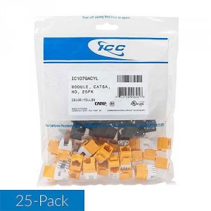 Cablesys ICC-IC107GACYL Module- Cat6a- Hd- 25pk- Yellow