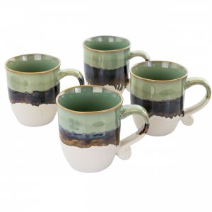 Meritage 114793.01 Twist 4 Piece 17 Ounce Round Stoneware Cup Set In G