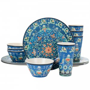 Gibson 130981.16 Home 16 Piece Tacoma Melamine Dinnerware Set In Blue