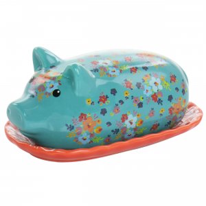 Urban 122862.02 Life On The Farm 7.8 Inch Pig Shape Butter Dish With L