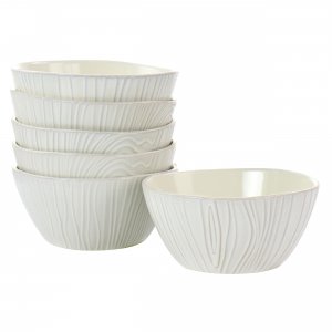 Martha 128855.01 6 Piece Wood Patterned Cereal Bowl Set In Off-white