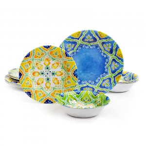 Gibson 124221.12 Home Seaberry 12 Piece Melamine Dinnerware Set In Ass