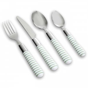 Gibson 93097.16 Everyday Mini Stripe 16 Piece Flatware Set In Green, S