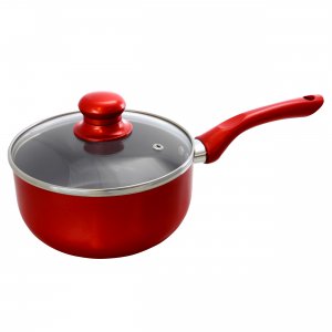 Better SP4 2 Quart Ceramic Coated Saucepan In Red With Glass Lid