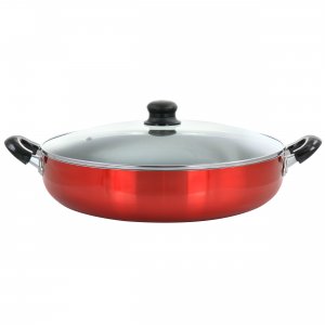 Better DF1602R 16 Inch Red Aluminum Deep Fryer Pan With Glass Lid