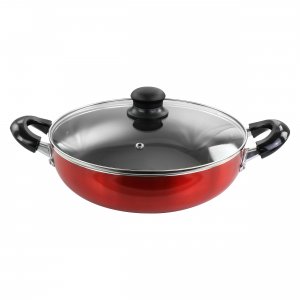 Better DF1002R 10 Inch Red Aluminum Deep Frying Pan With Glass Lid