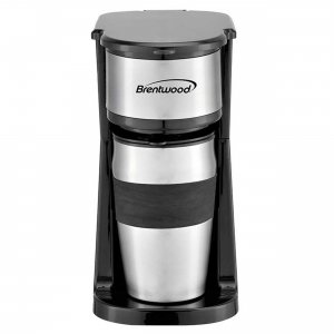 Brentwood TS-113BK Portable Single Serve Coffee Maker With 14oz Travel