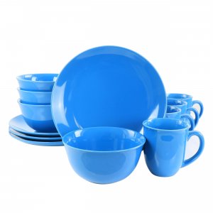 Gibson 127267.12 Home Mercer 12pc Blue Stoneware Dinnerware Set