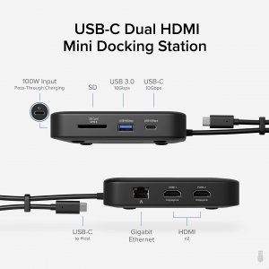 Plugable USBC-6950PDZ Plugable Usb-c Dual Hdmi Dock